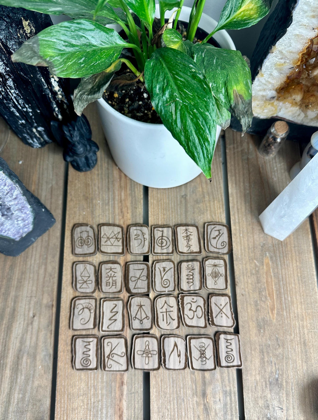 Reiki Principles | Reiki Symbol runes | wooden engraved | 30+40cm 15.7" available
