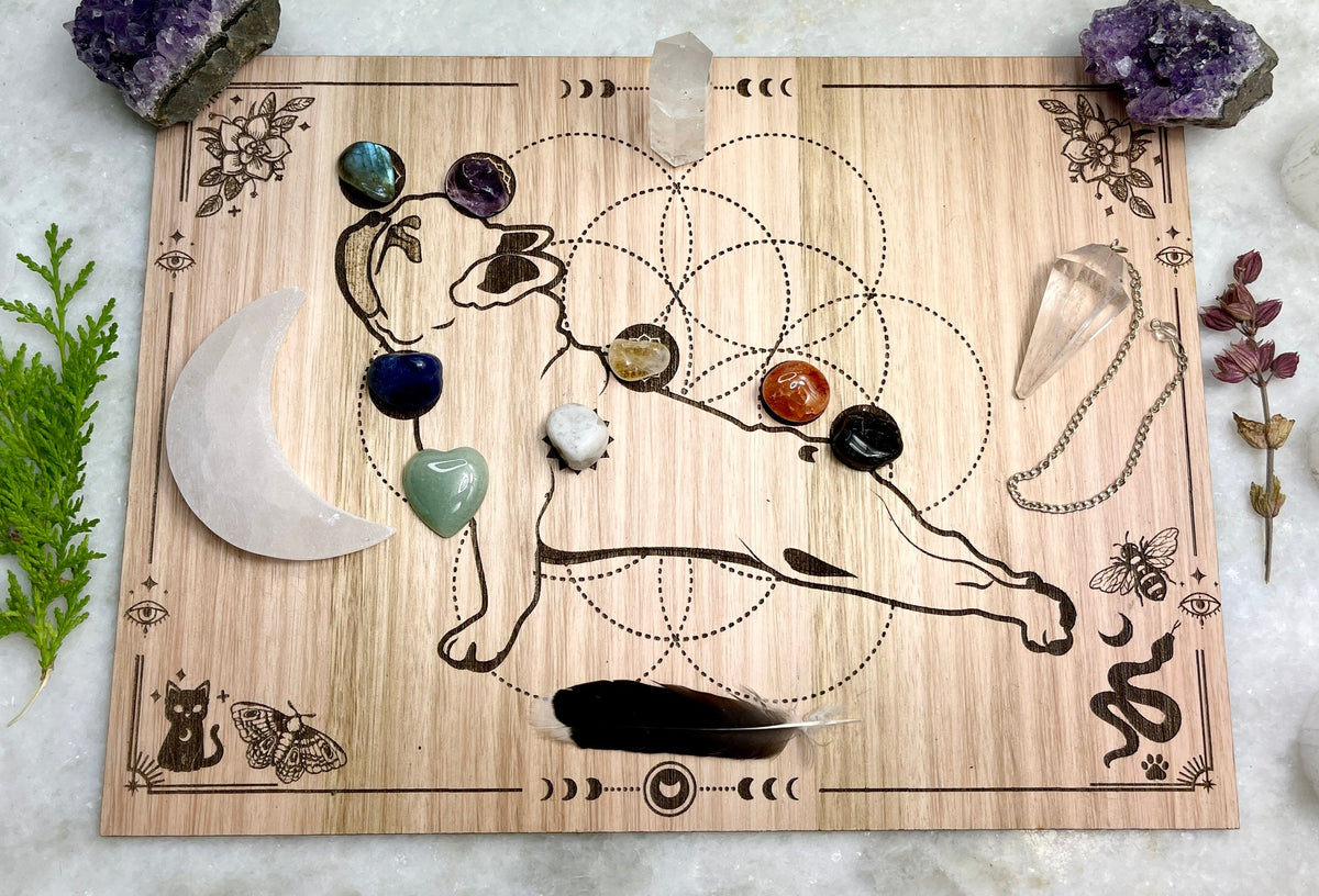 Dog or Cat Distant Healing Board:Reiki, Shamanic, Crystal Grid for Animal Wellness Energy chakra Balancing- Hon Sha Ze Sho Nen, | 30+40cm 15.7"