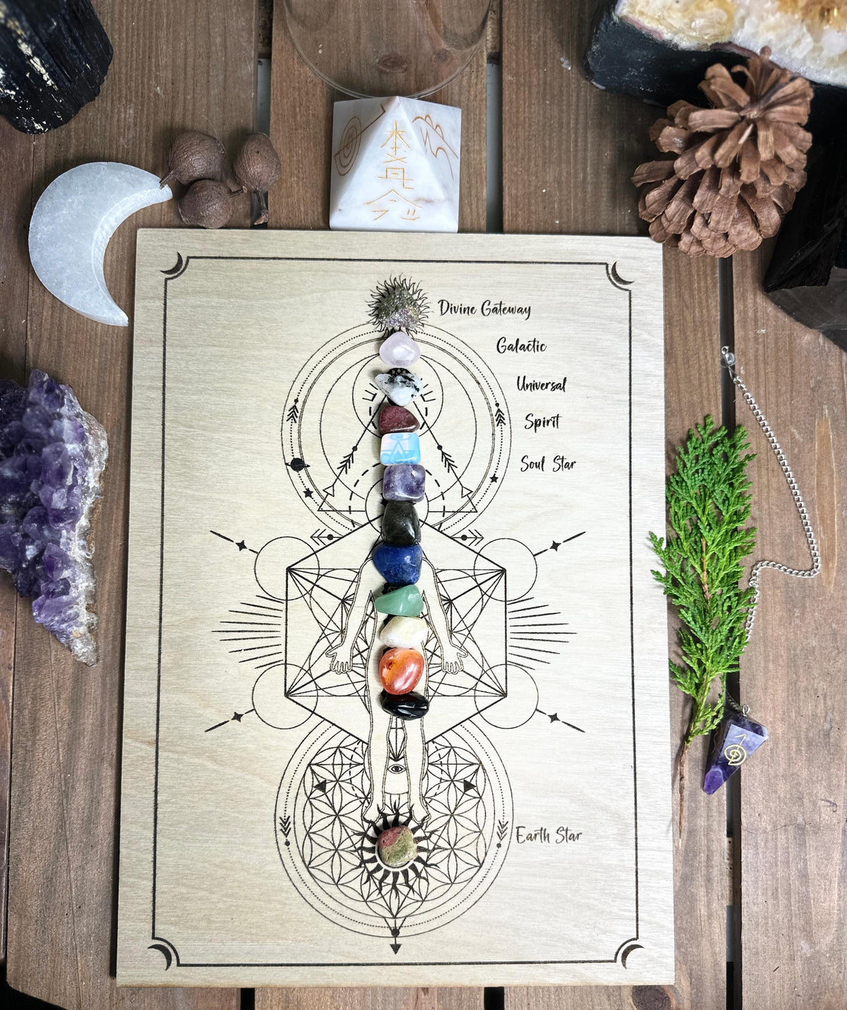 13 Chakra Symbols system | Non Binary | Distant Healing Reiki board | sacred alter | Universal Energy healers | locally made 30+40cm 15.7"
