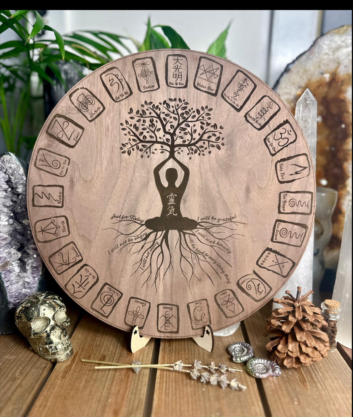 Reiki Principles | Reiki Symbol runes | wooden engraved | 30+40cm 15.7" available