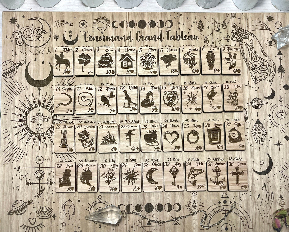 Lenormand wooden card set | Readings with wooden Lenormand cards / Tiles
