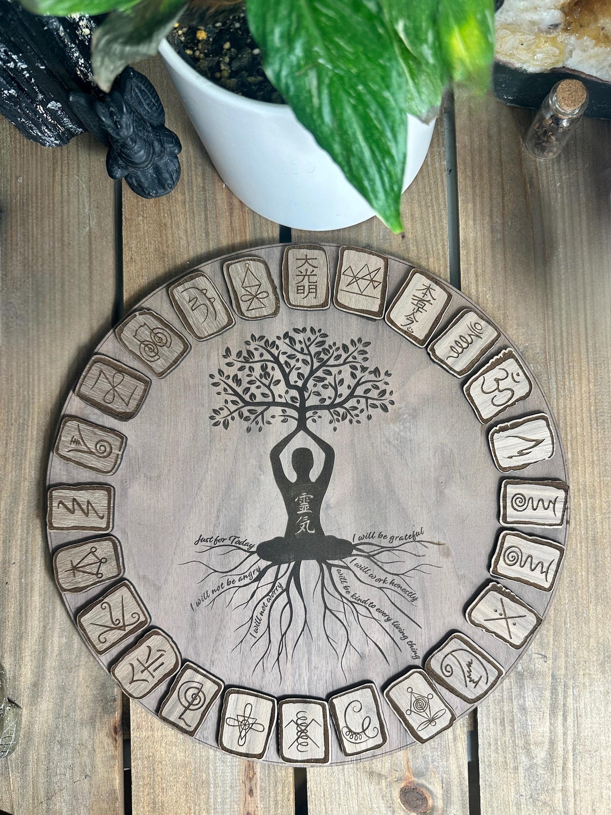 Reiki Principles | Reiki Symbol runes | wooden engraved | 30+40cm 15.7" available