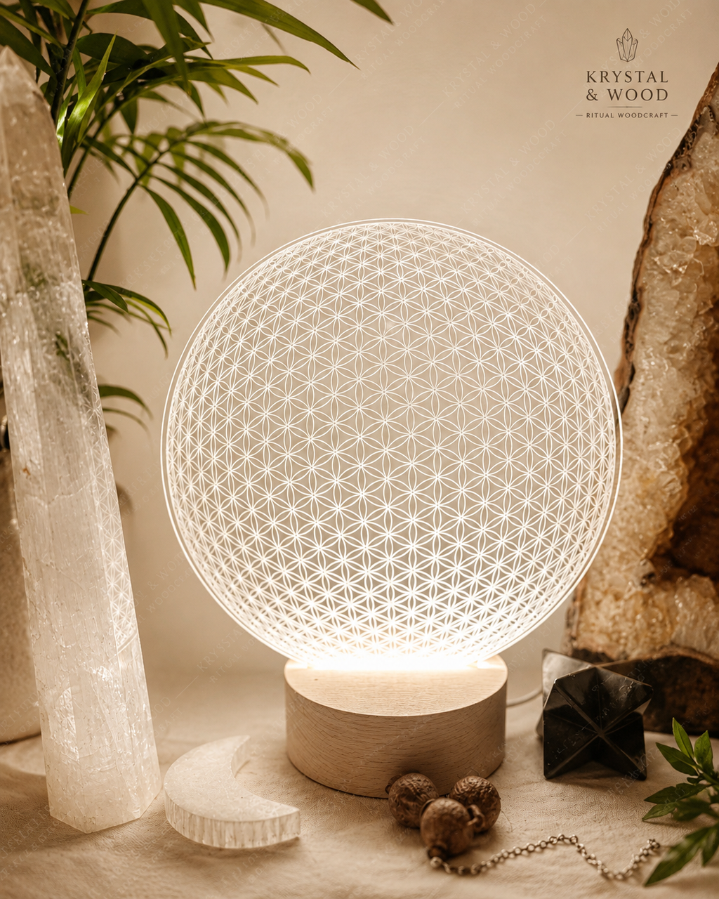 Flower of Life Universe Small | universal energy | high vibrational pattern | optional USB LED light base