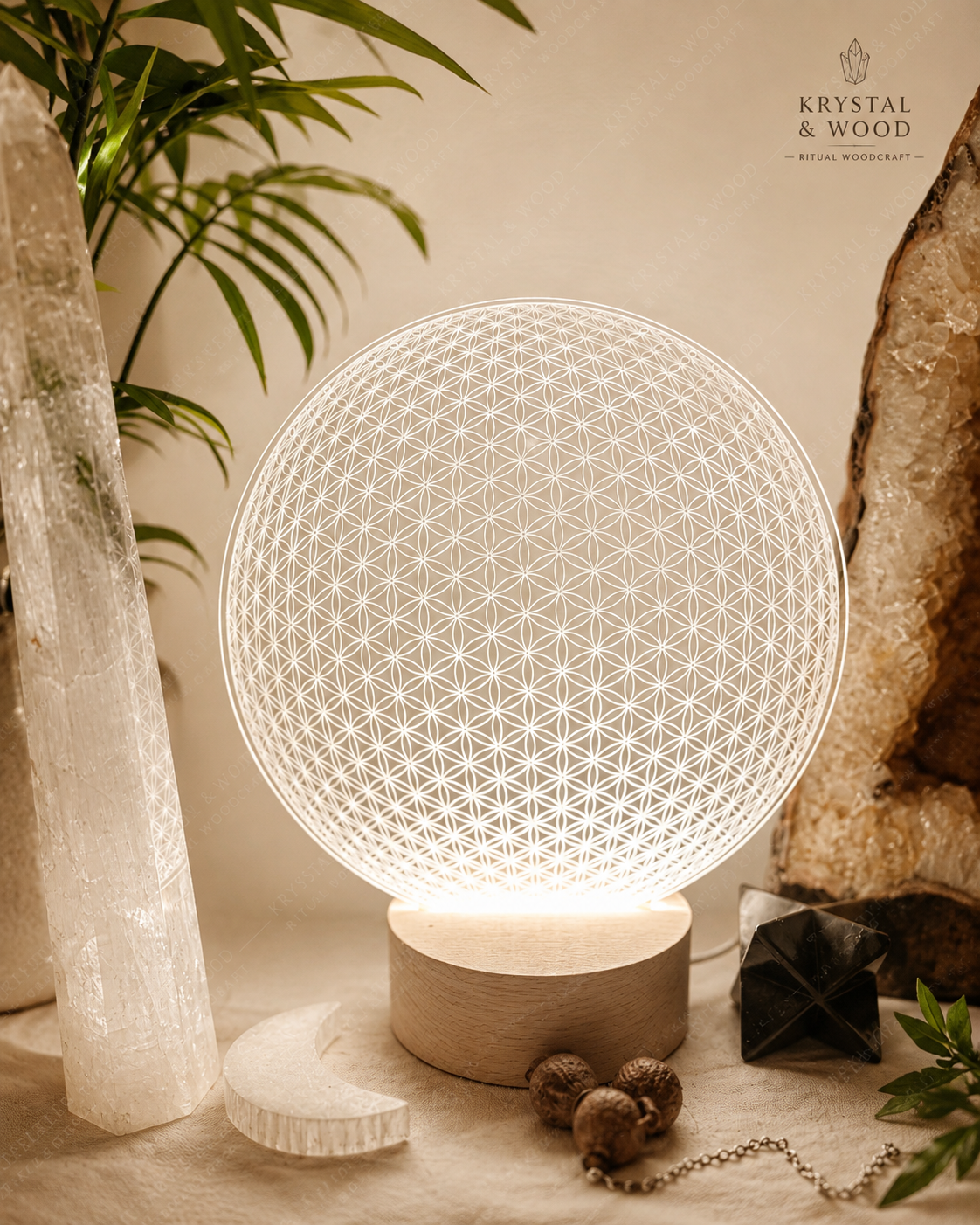 Flower of Life Universe Small | universal energy | high vibrational pattern | optional USB LED light base