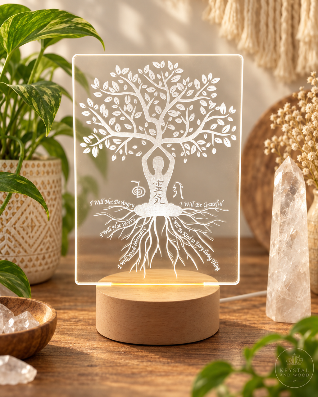 Reiki Principals- just for today | Symbols  | hon sha ze sho nen | cho ko rei| sei he kei .. usb led light