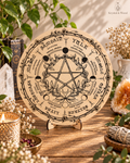 Floral pentagram | Wheel of the Year Board | Pagan Wiccan Calendar for Sacred Spaces & Altars, Custom design| 30+40cm 15.7" available