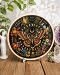 Moth + Moon Wheel of the Year Board | Wiccan Pagan Calendar | Witch Altar Decor | Sabbat Wheel | Northern & Southern Hemisphere