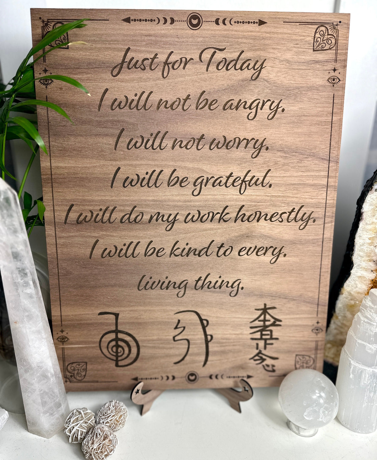Reiki Principles | Symbols wooden engraved stand | 30+40cm 15.7" available