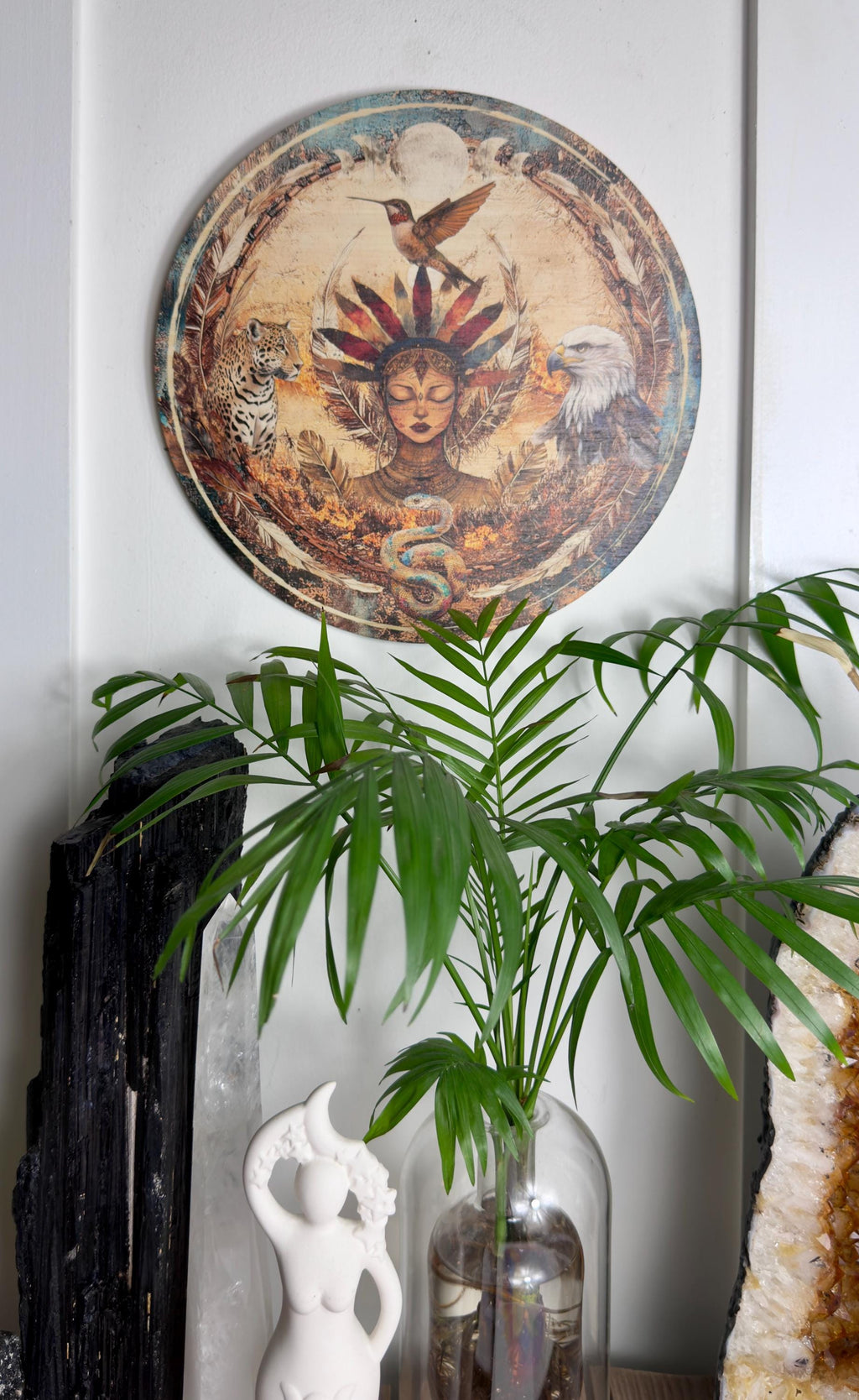 Shamanic wheel | 4 directions +  pachamama | jaguar, eagle, hummingbird, snake, 4 winds, printed bamboo - Locally made