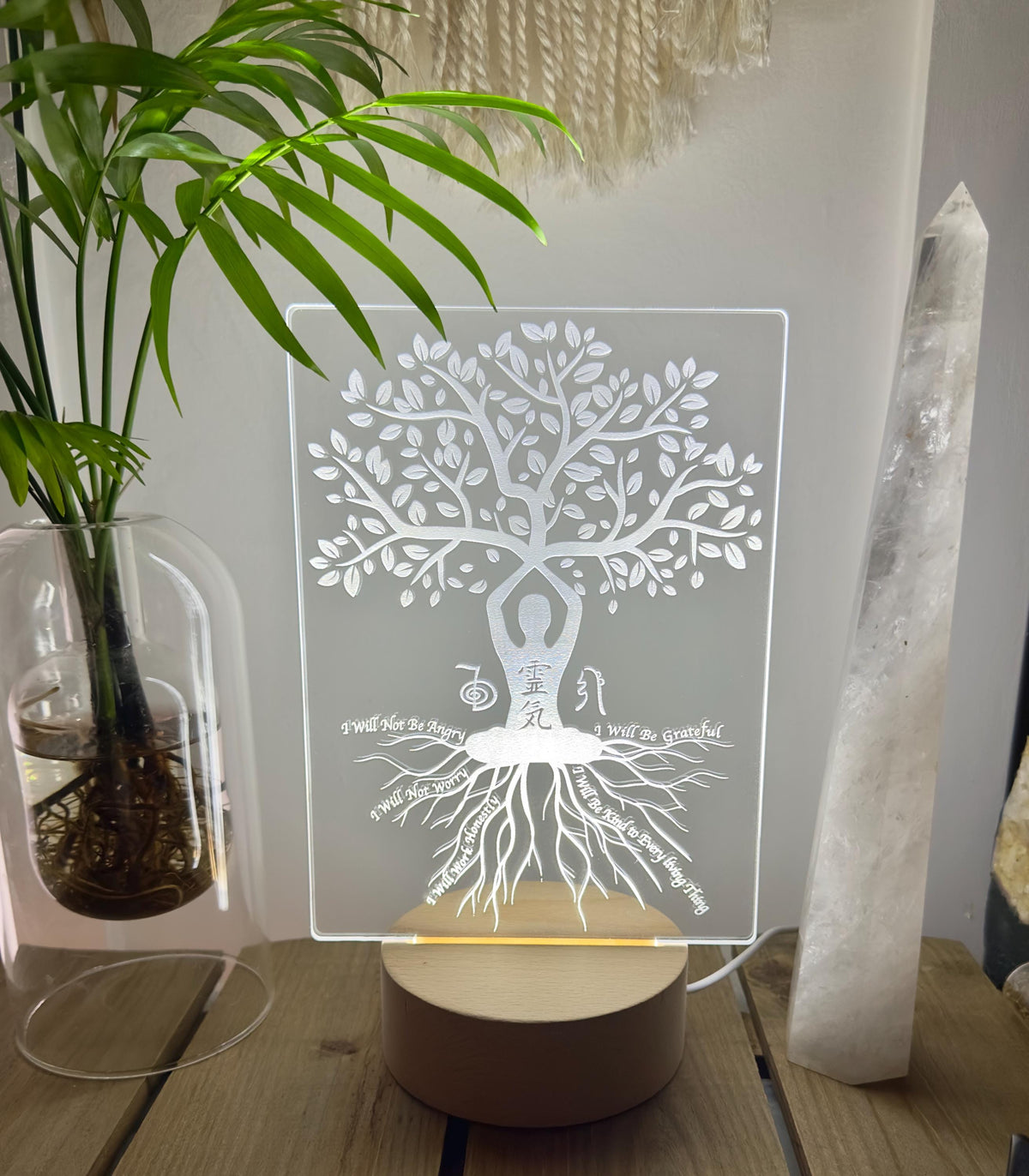 Reiki Principals- just for today | Symbols  | hon sha ze sho nen | cho ko rei| sei he kei .. usb led light