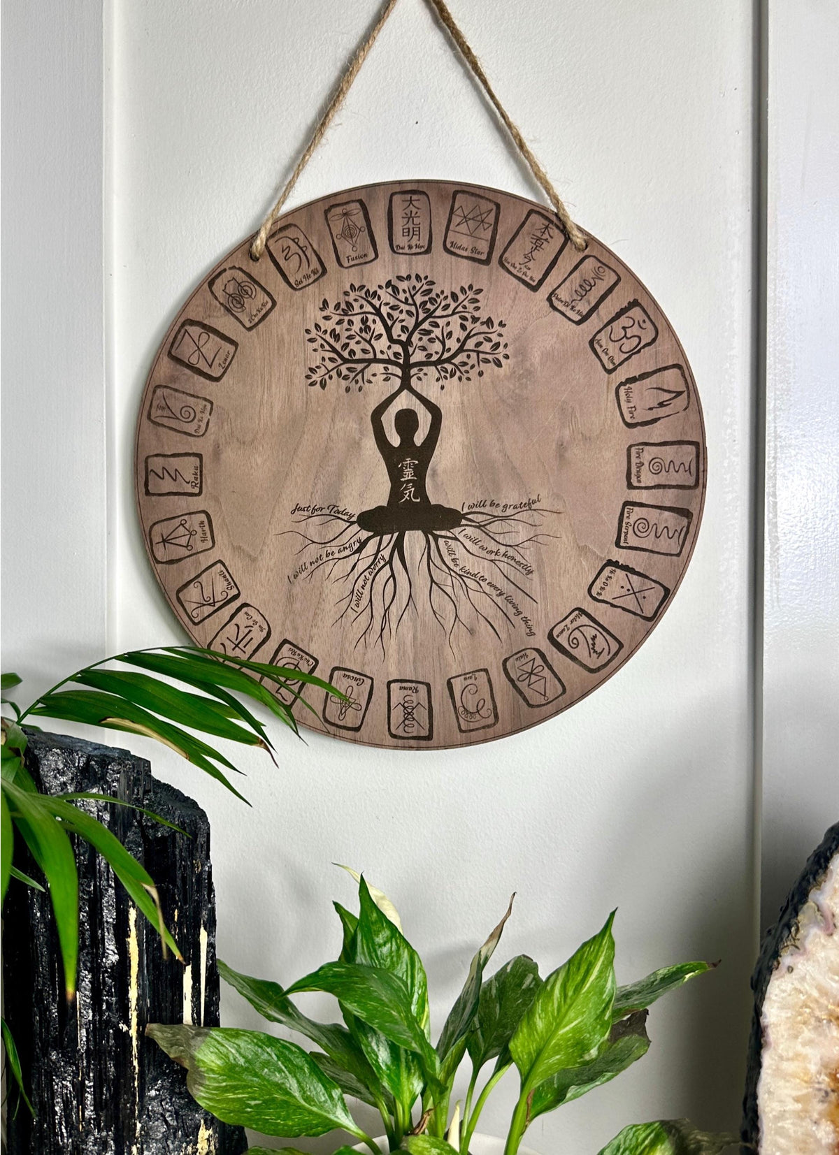Reiki Principles | Reiki Symbol runes | wooden engraved | 30+40cm 15.7" available