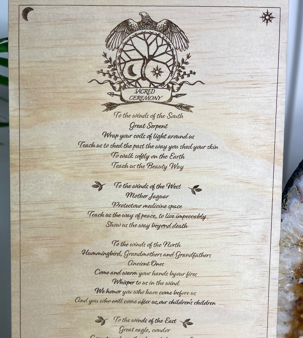 Shamanic 4 directions- opening scared space| Symbols wooden engraved | 40cm 15.7" available