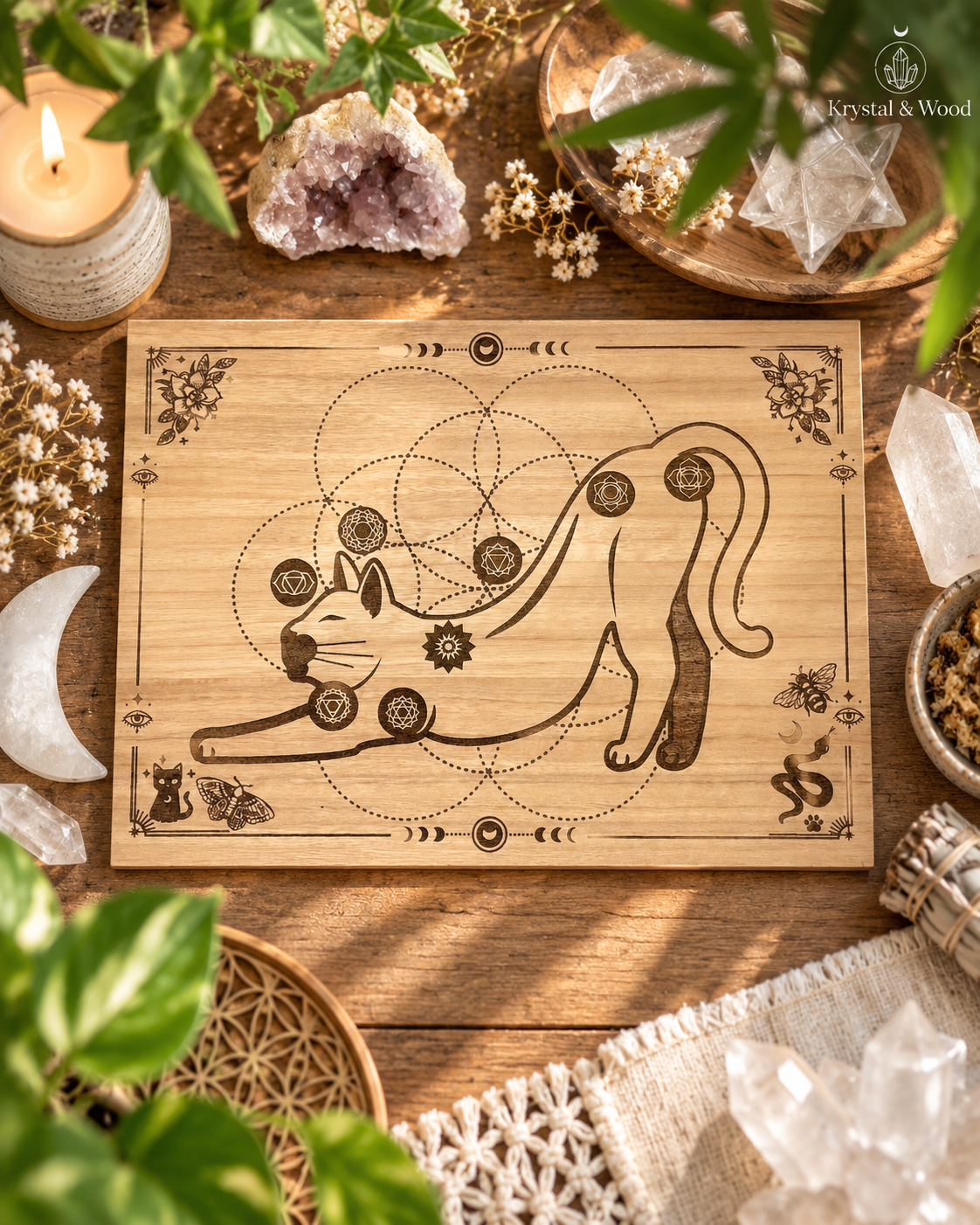 Dog or Cat Distant Healing Board:Reiki, Shamanic, Crystal Grid for Animal Wellness Energy chakra Balancing- Hon Sha Ze Sho Nen, | 30+40cm 15.7"