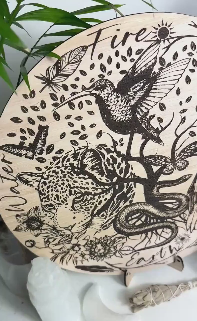 Round Shamanic 4 directions board | Serpent | jaguar | hummingbird | Eagle condor- locally designed and made | 30+40cm 15.7" available