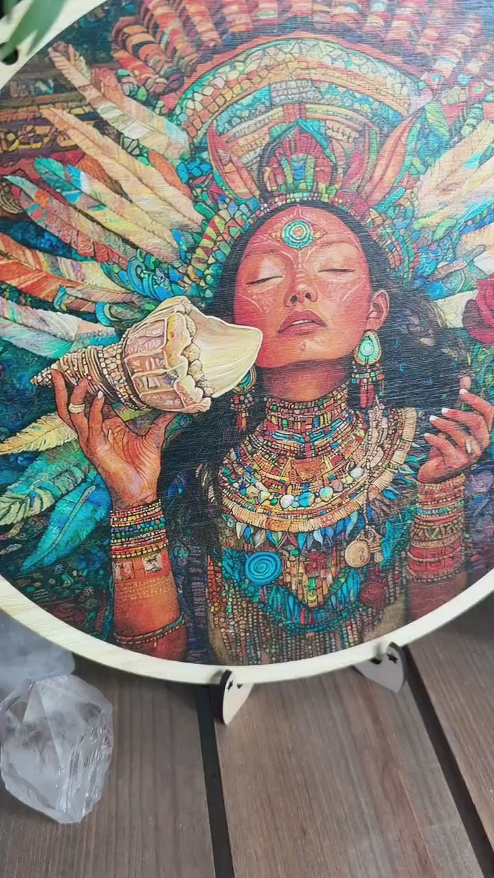 Spirit girl| Pachamama| Gaia | printed art  on wood - Locally made