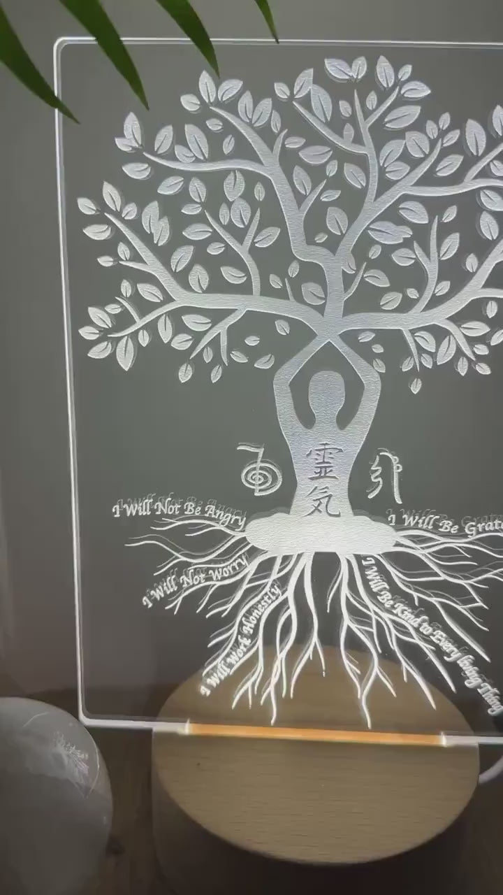 Reiki Principals- just for today | Symbols  | hon sha ze sho nen | cho ko rei| sei he kei .. usb led light