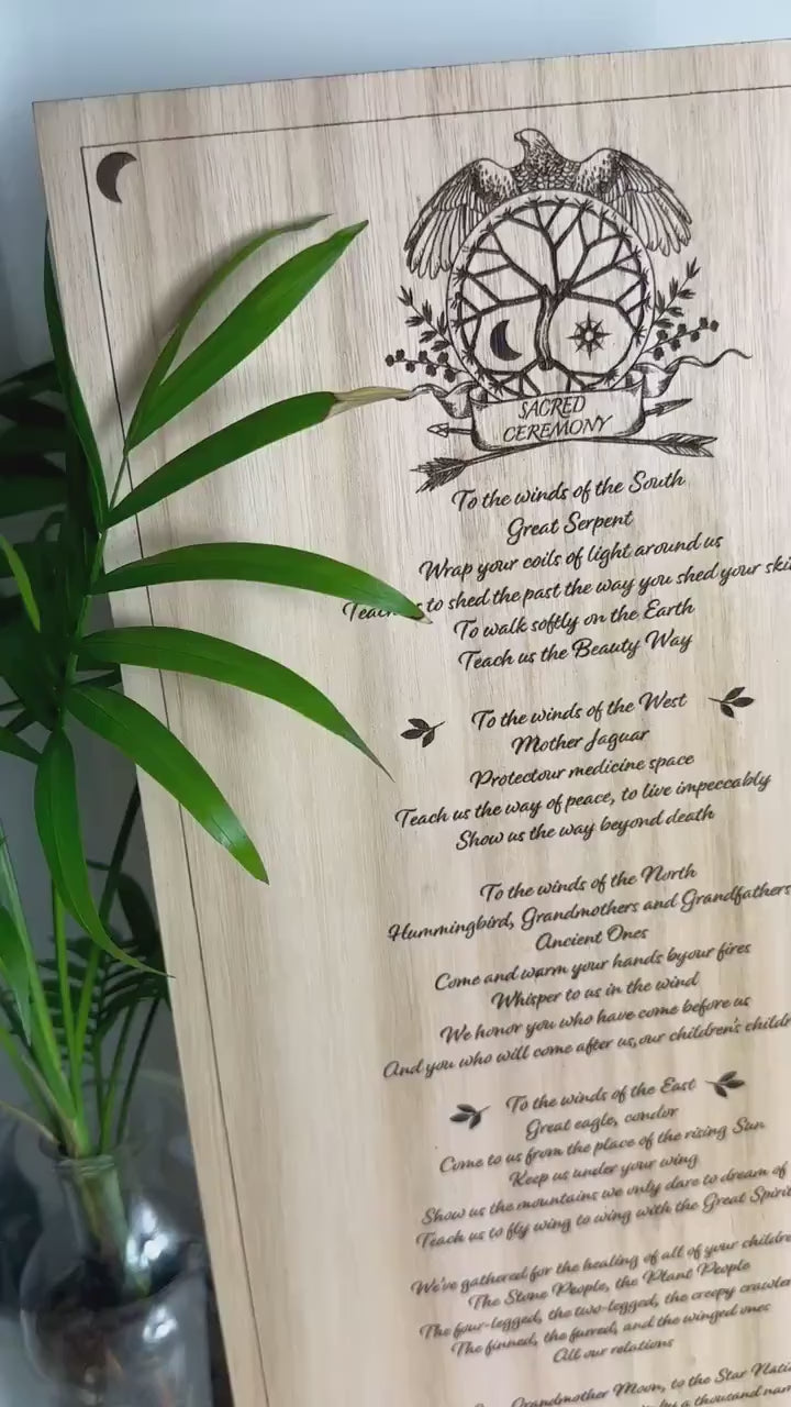 Shamanic 4 directions- opening scared space| Symbols wooden engraved | 40cm 15.7" available