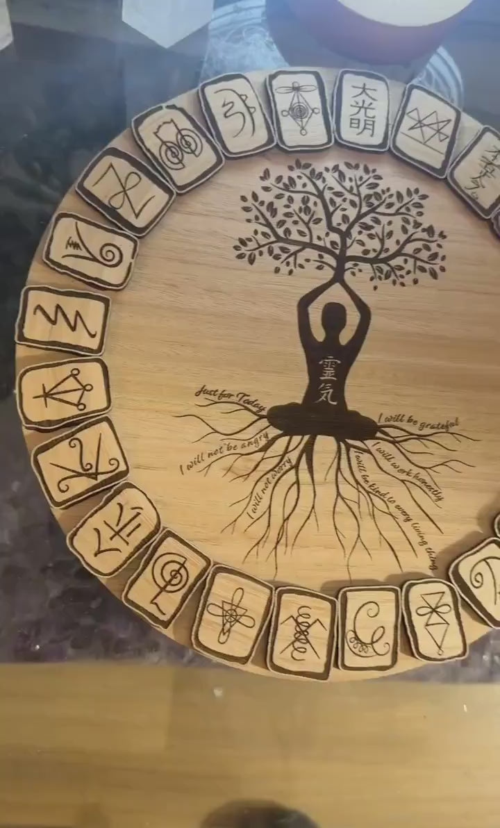 Reiki Principles | Reiki Symbol runes | wooden engraved | 30+40cm 15.7" available